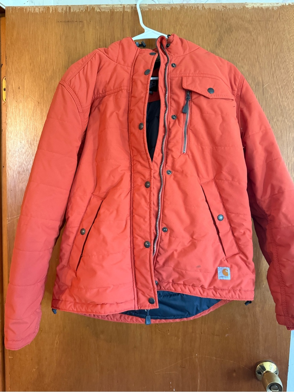 Carhartt Women’s Hooded Puffer Jacket in Red